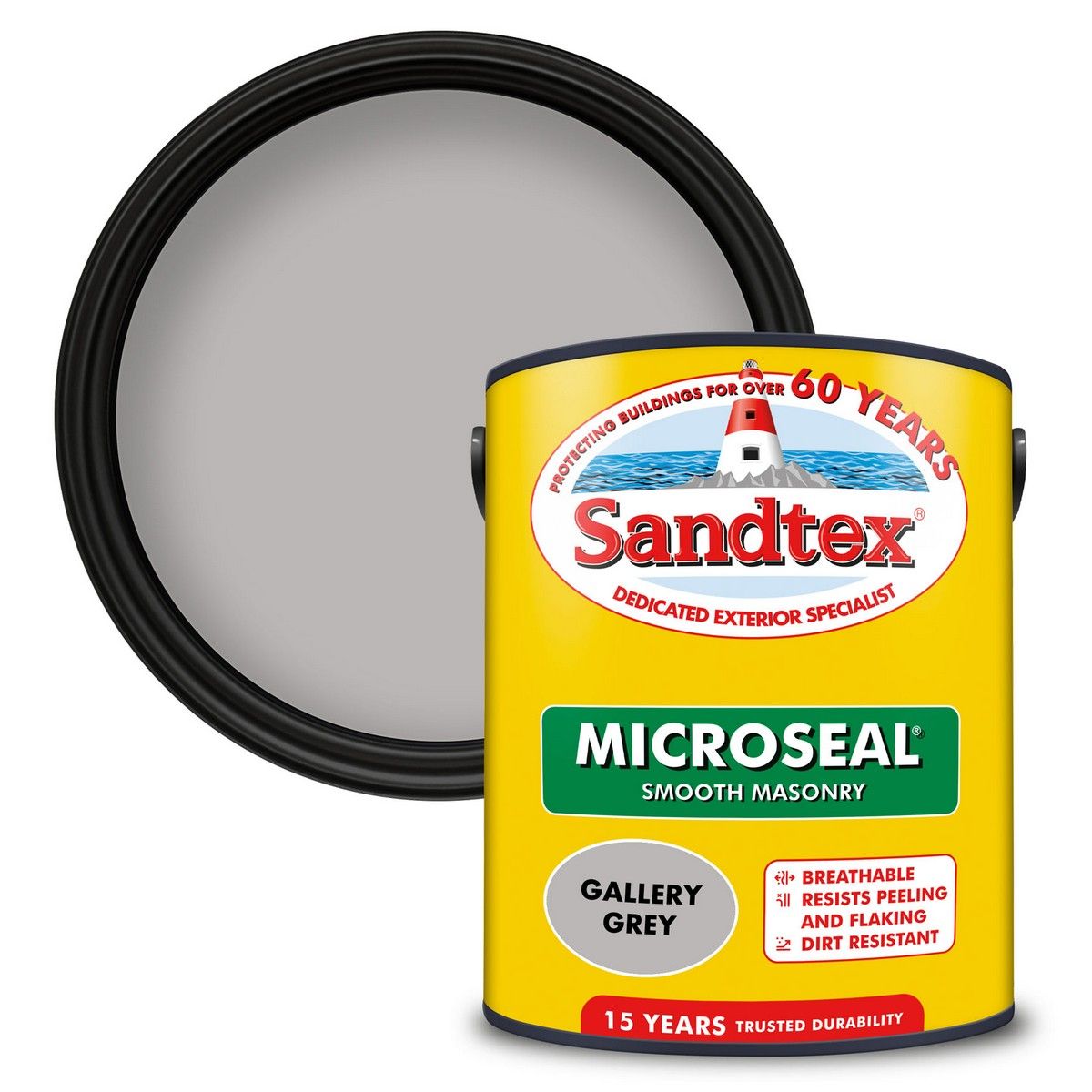 Sandtex Microseal | Smooth Masonry Paint | Gallery Grey | 5 Litre