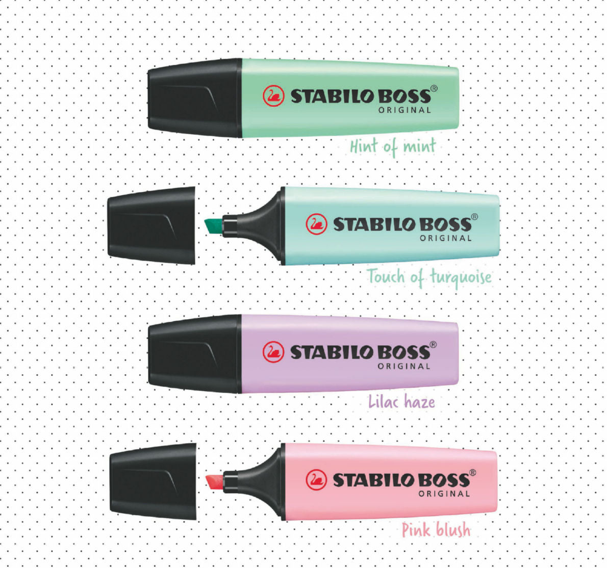 STABILO BOSS ORIGINAL Pastle Highlighter Chisel Tip 2-5mm Line Assorted Colours (Wallet 4) - 70/4-2