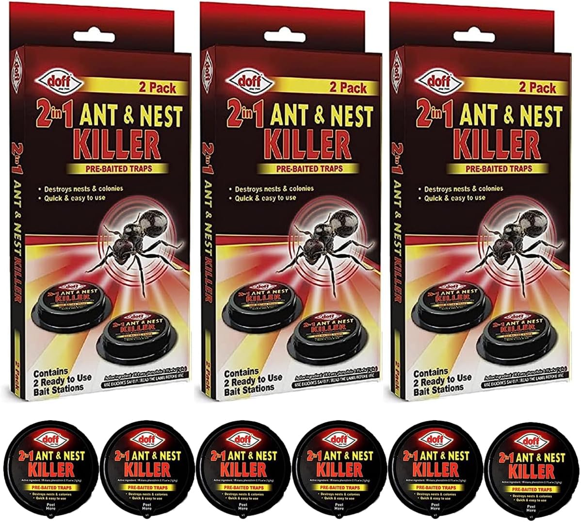 Doff Power Up Ant Killer Bait Station | Pre-Baited Traps | 1 x 2 Pack