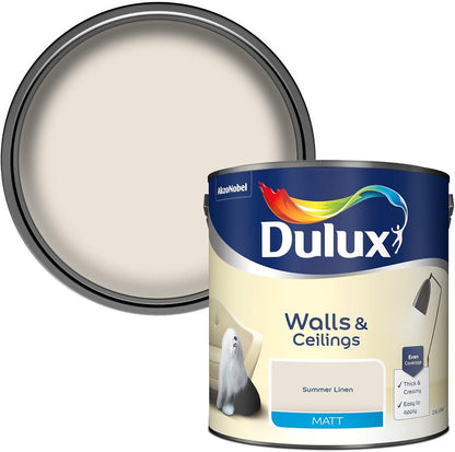 Dulux Matt Emulsion Paint For Walls And Ceilings - Summer Linen 2.5 Litres