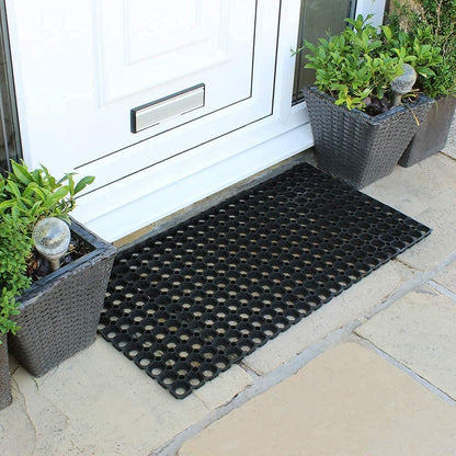 Fixtures Honeycomb Door Mat Heavy Duty 100% Rubber Black, 40 x 60 x 1.5 cm