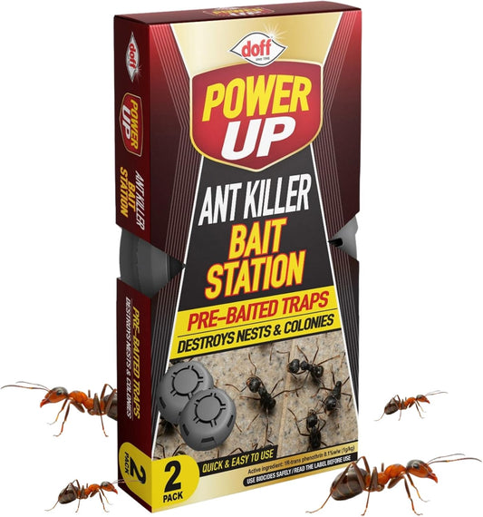 Doff Power Up Ant Killer Bait Station | Pre-Baited Traps | 1 x 2 Pack