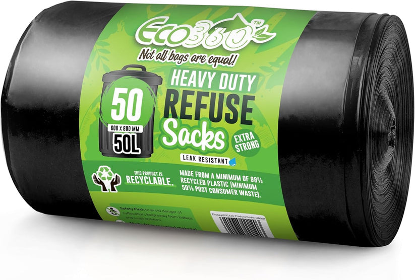Ecobag Heavy Duty Bin Bags | Capacity 50L | 35 Microns | 1 x 50 Pack