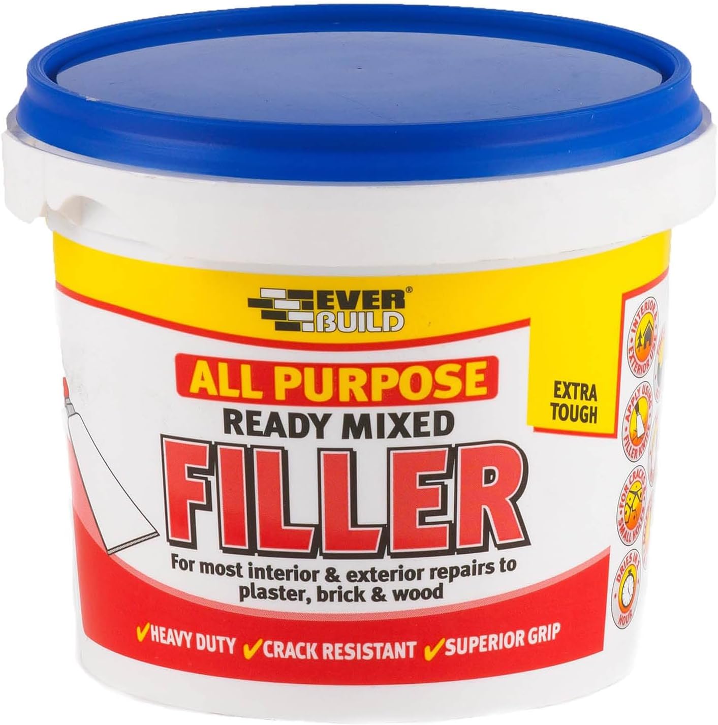 Everbuild All Purpose Ready Mixed Filler | Interior And Exterior Use | White | 3 x 1Kg Tub Bundle