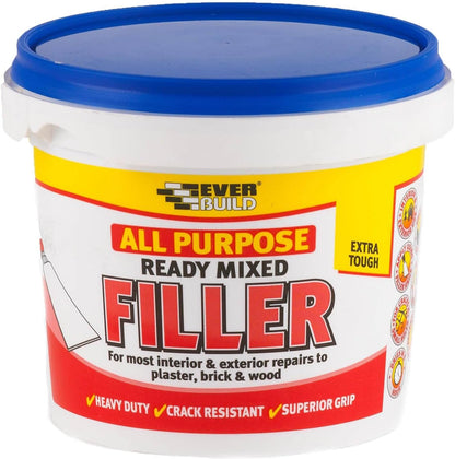 Everbuild All Purpose Ready Mixed Filler | Interior And Exterior Use | White | 1Kg Tub