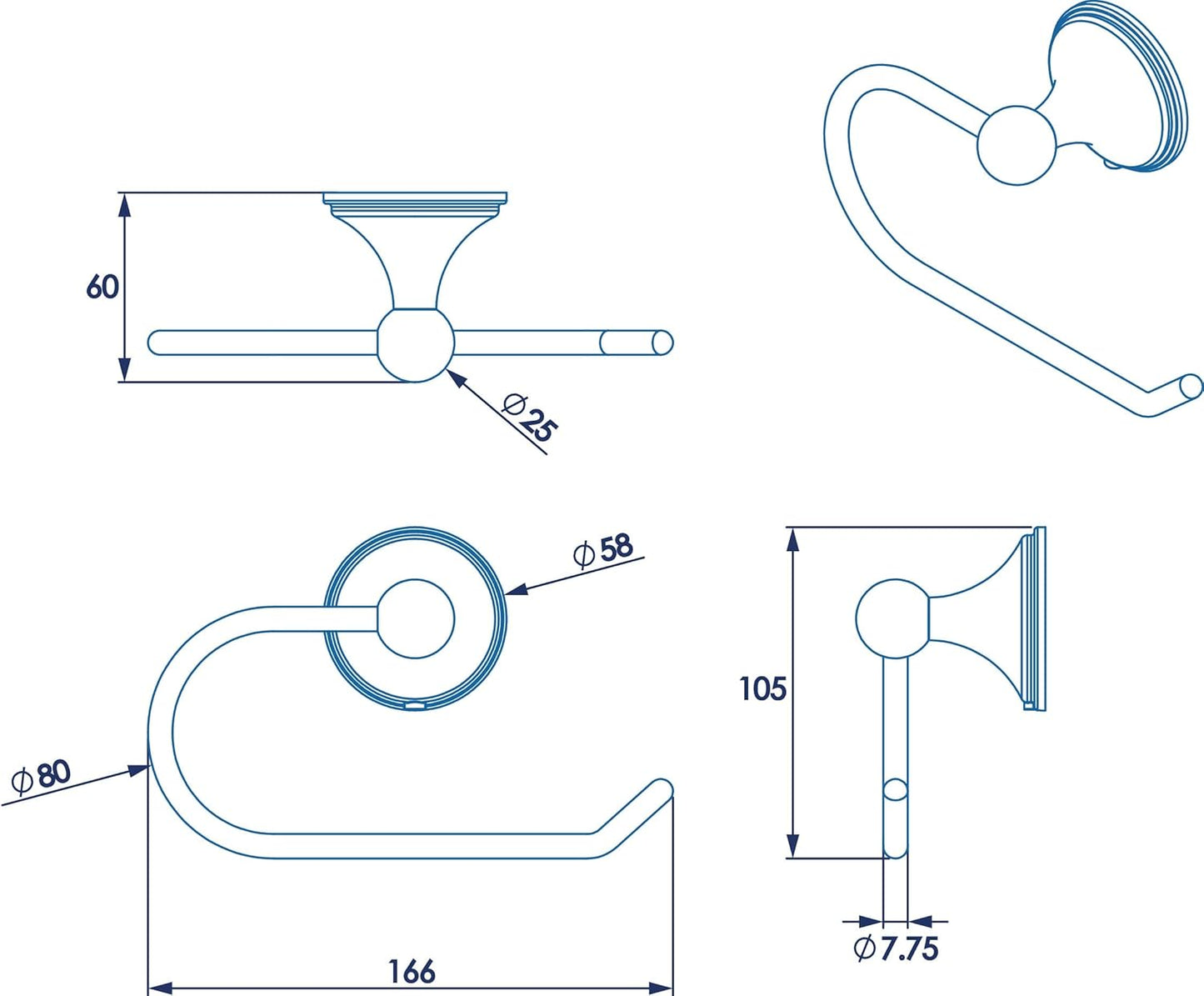 Croydex Westminster Toilet Roll Holder, Zinc