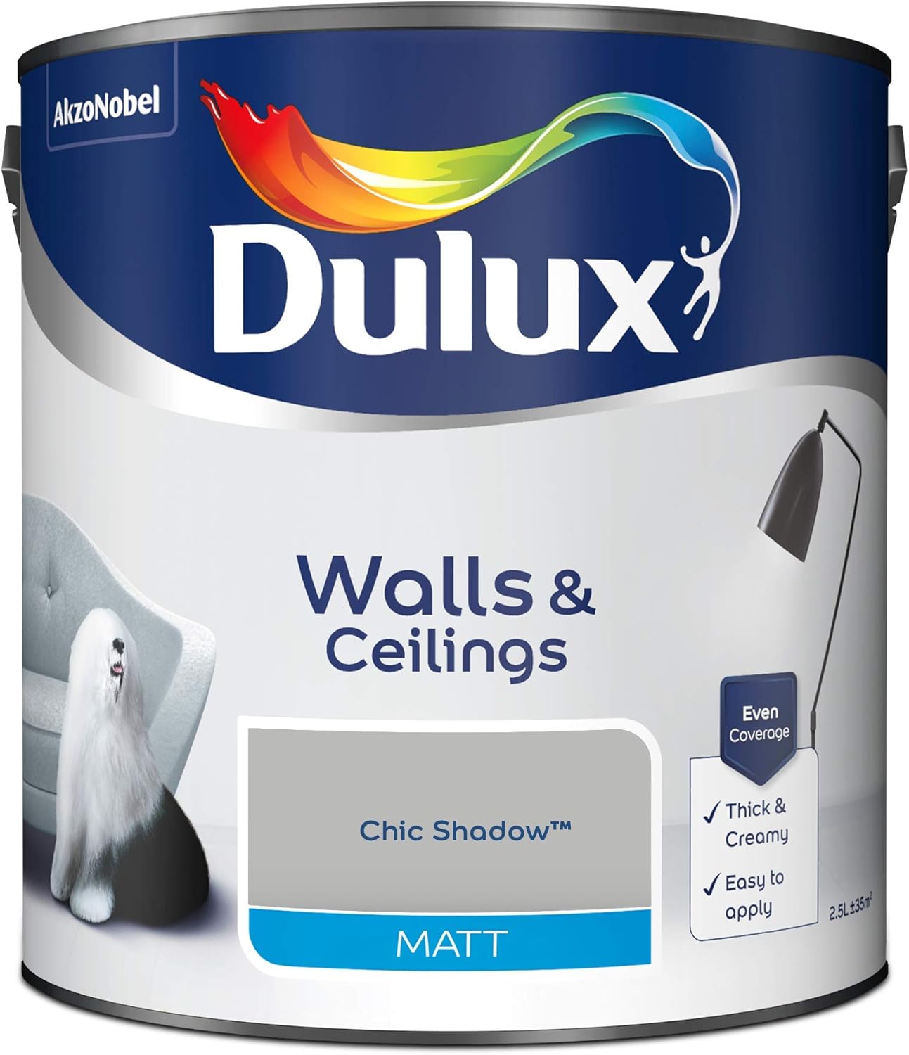 Dulux Matt Emulsion Paint For Walls And Ceilings - Chic Shadow 2. 5 Litres