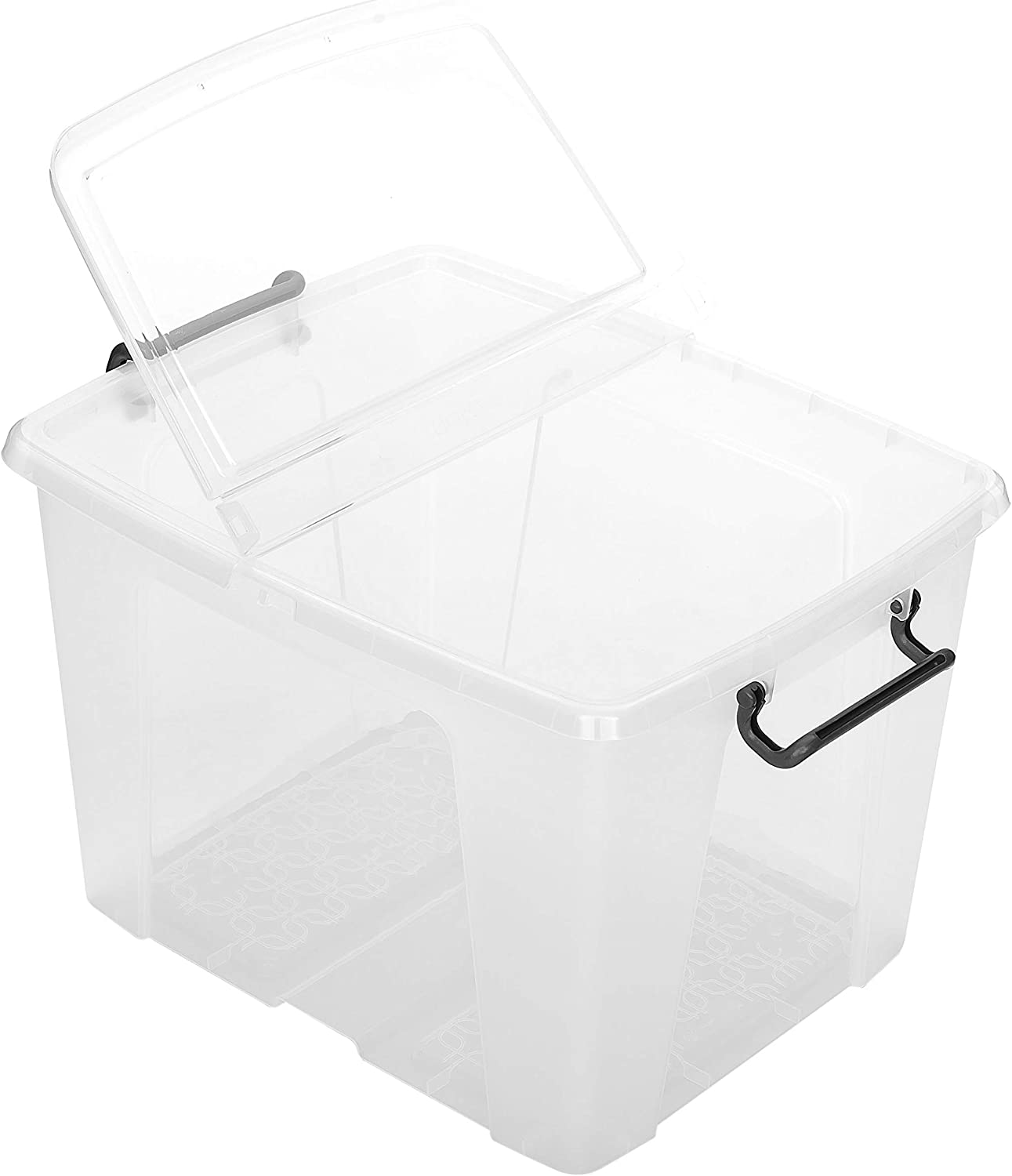 Strata Smart Box Clip-On Folding Lid Carry Handles 40 Litre Clear Ref HW674CLR AQ03954