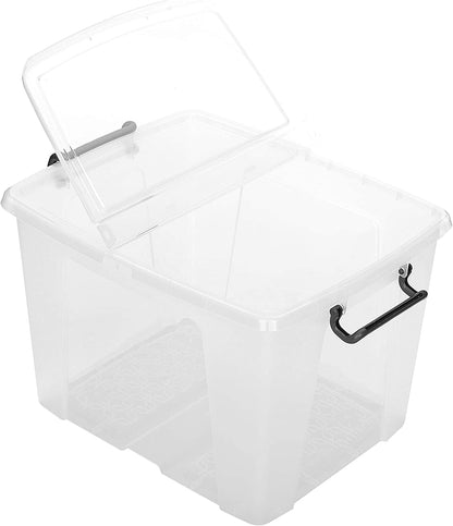 Strata Smart Box Clip-On Folding Lid Carry Handles 40 Litre Clear Ref HW674CLR AQ03954