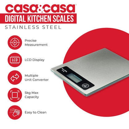 Casa & Casa Digital Kitchen Scales | Precise Graduation to 1g | Stainless Steel.