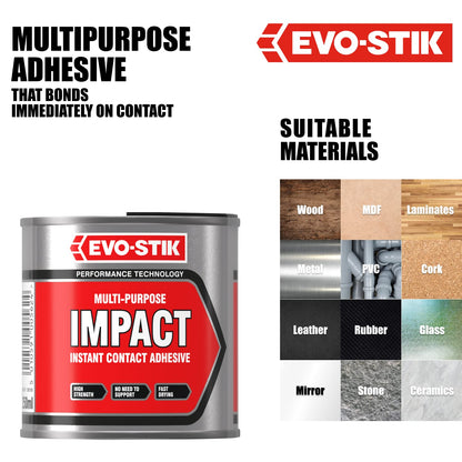 Evo-Stik Impact Adhesive, Multipurpose, High-Strength Adhesive, 250ml Tin.