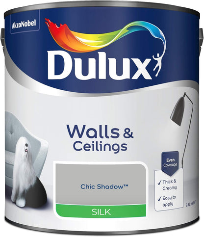 Dulux Silk Emulsion Paint For Walls And Ceilings - Chic Shadow 2.5 Litres