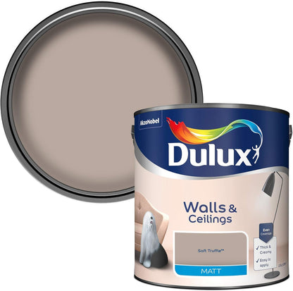 Dulux Matt Emulsion Paint For Walls And Ceilings - Soft Truffle 2.5 Litres