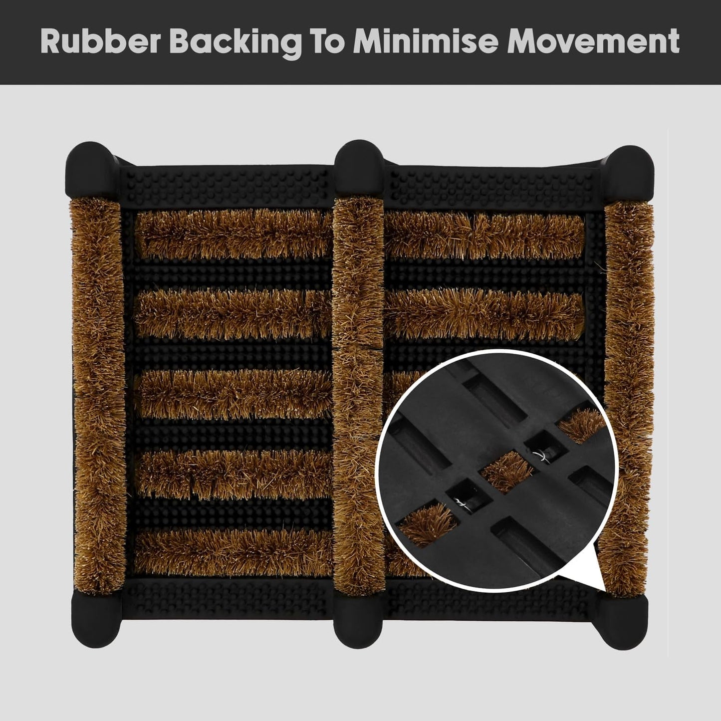 JVL Nimbus Rubber Coir Boot Scraper Mat, 30x35cm