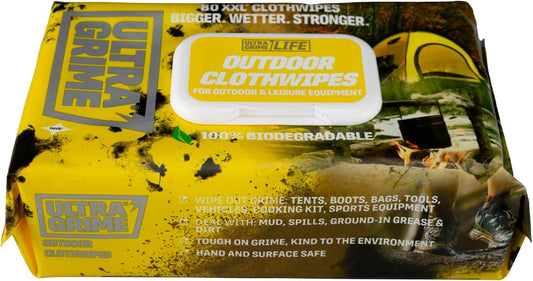 UltraGrime Outdoor XXL Biodegradable Wipes 80 Thick Wipes - Multi Purpose