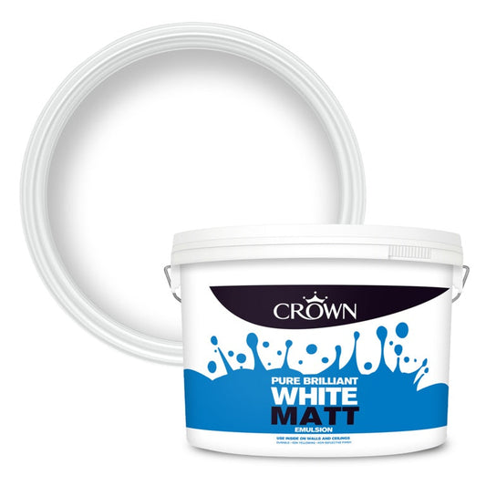 CROWN Matt Emulsion Pure Brilliant White 10 Litre