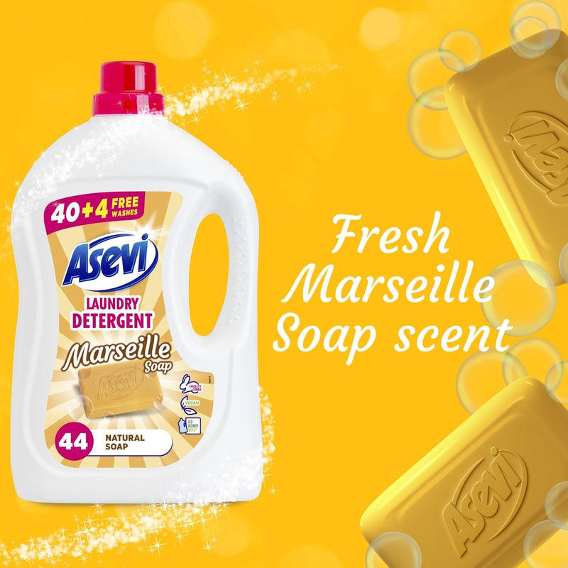 Asevi Laundry Detergent & Cleanser 2376ML, 44W, Marseille Soap