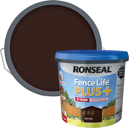 Ronseal Fence Life Plus+ Dark Oak 5 Litre.