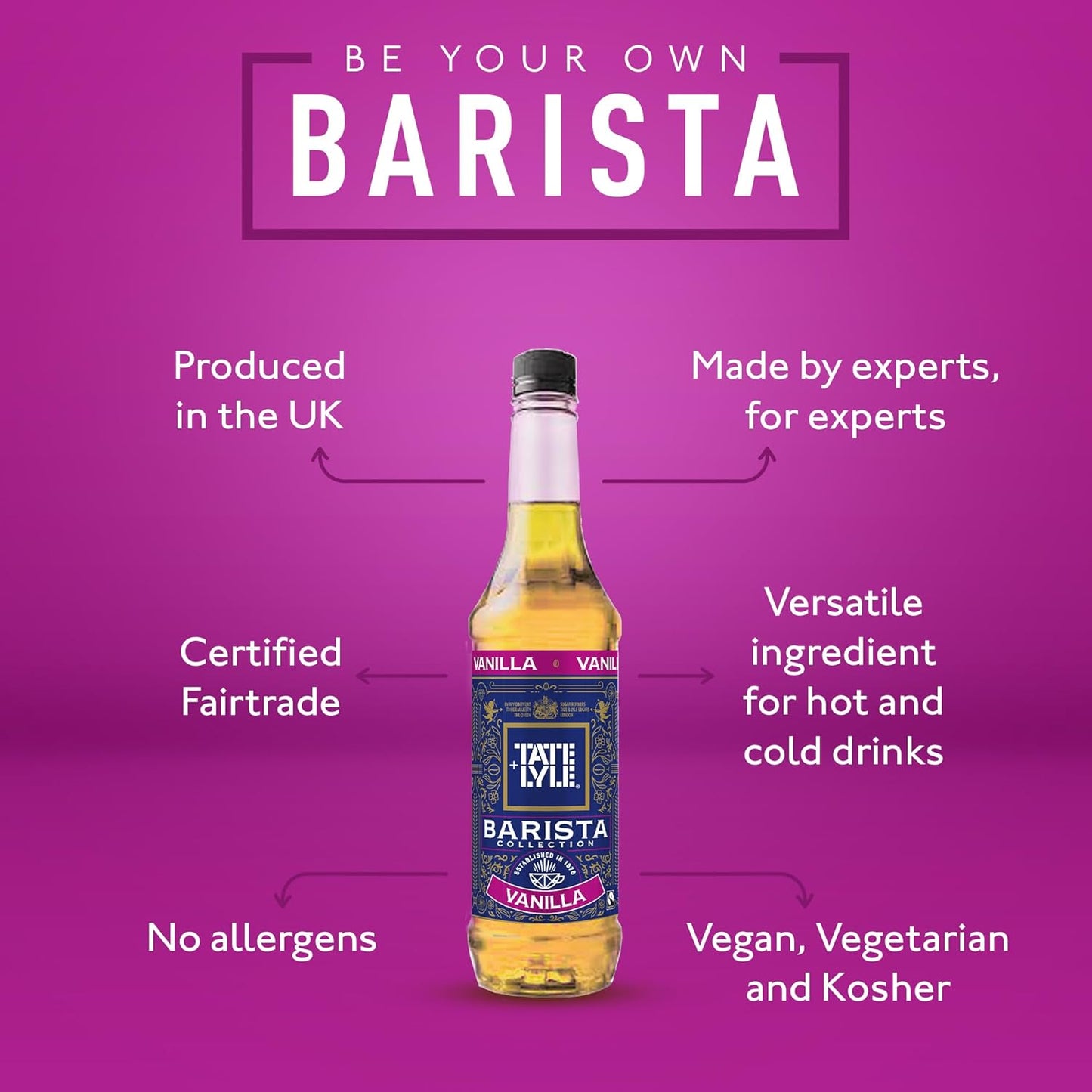 Tate & Lyle Fairtrade Vanilla Pure Cane Barista Syrup (750ml).