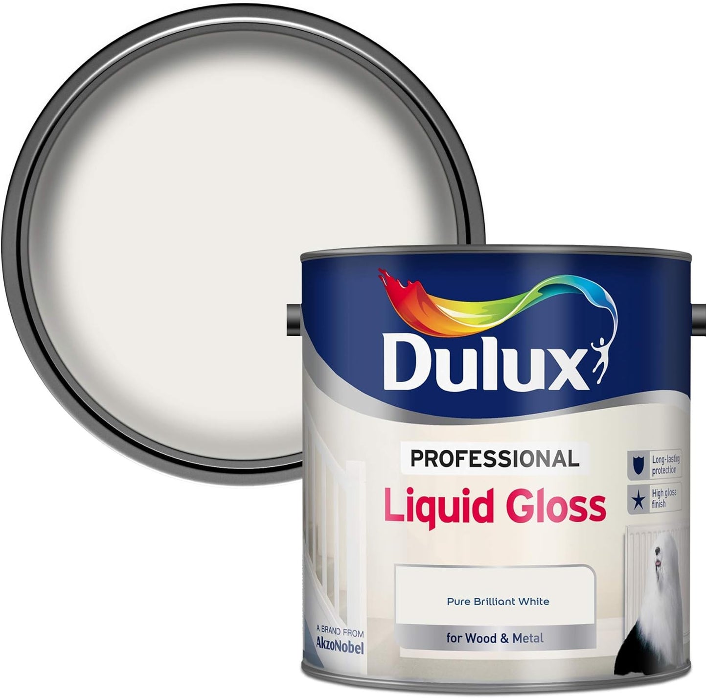 Dulux Professional Liquid Gloss Paint For Wood And Metal - Pure Brilliant White 2.5L