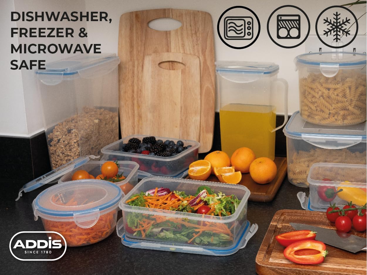 Addis Clip Tight Food Storage Containers 300 Ml Square Pack Of 3 Clear