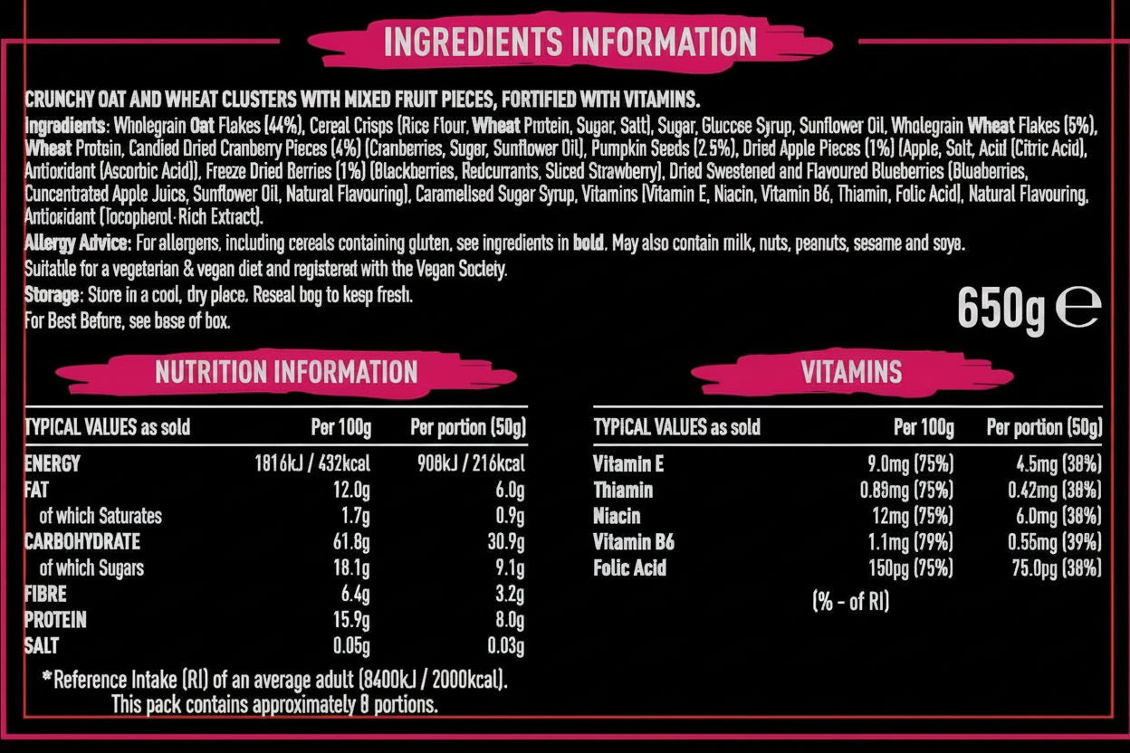 Fuel 10K Berry Granola Cereal 650g Box
