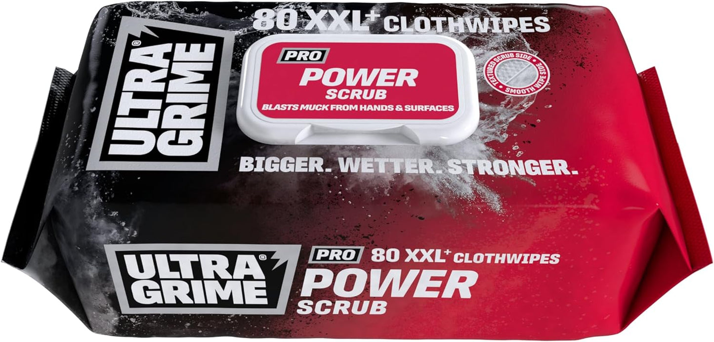 UltraGrime PRO Power Scrub Cleaning Wet Wipes - Big Size - 80 Wipes
