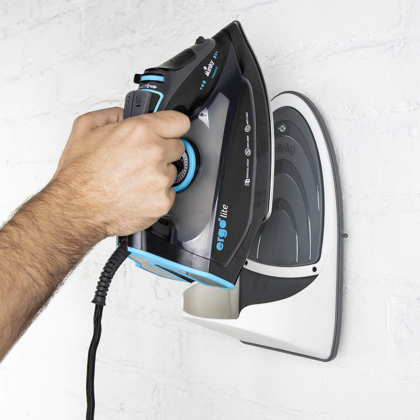 Minky  Sure Grip Iron Holder With Strong And Secure Strip, Grey, One Size