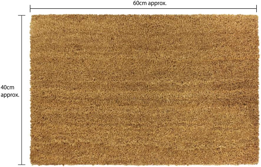 Jvl Manor Plain Natural Coir Backed Door Mat, Latex, Brown, 40 X 60 Cm