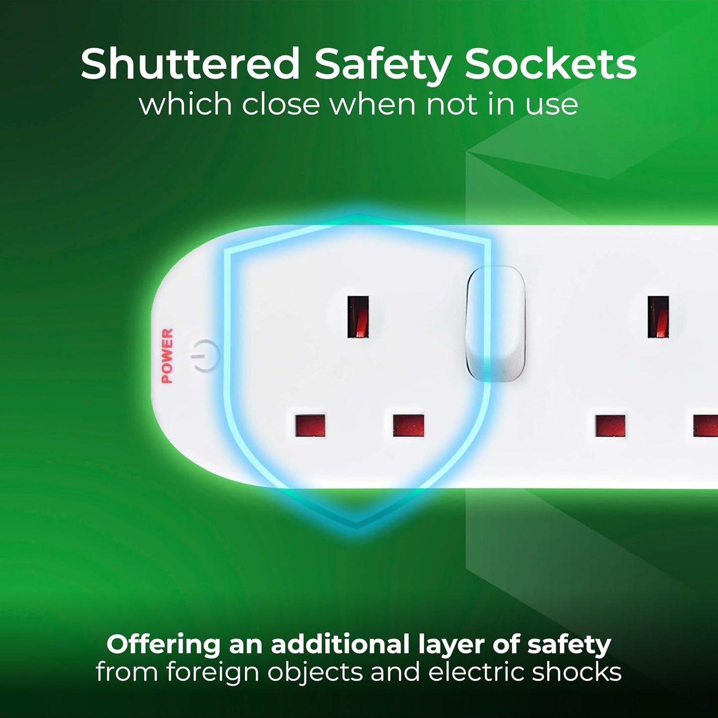 Masterplug Four Socket Extension With Individual Switches, 2 Metres, White