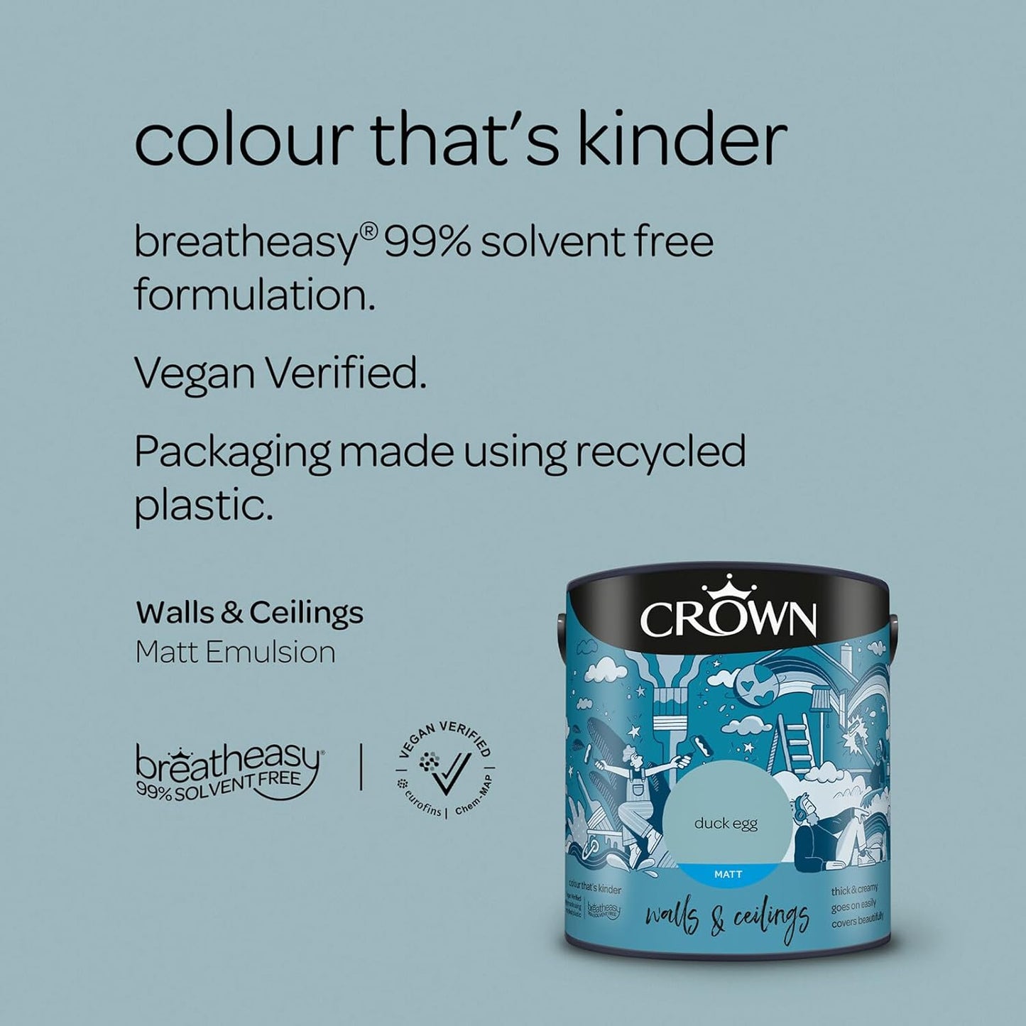 Crown Matt Emulsion Paint Duck Egg 2.5L