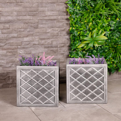 Lazio Pewter Small 32cm Square Planter