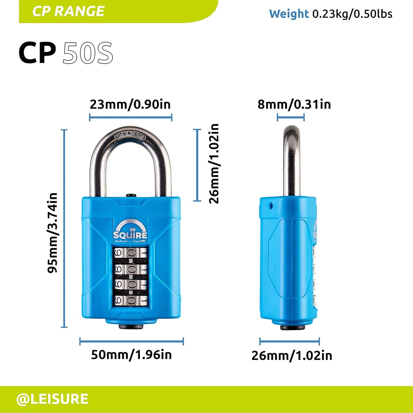 Henry Squire 4 Wheel Heavy-Duty Rustproof Combination Padlock, 50 Mm (Length)