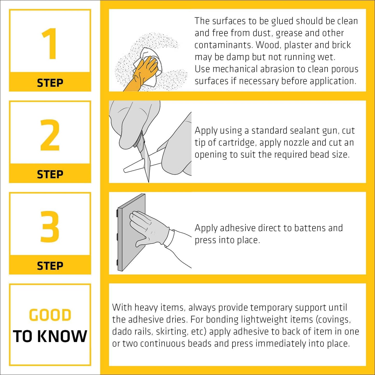 Everbuild Instant Nails Adhesive Cartridge | White | 3 x 290ml Cartridge