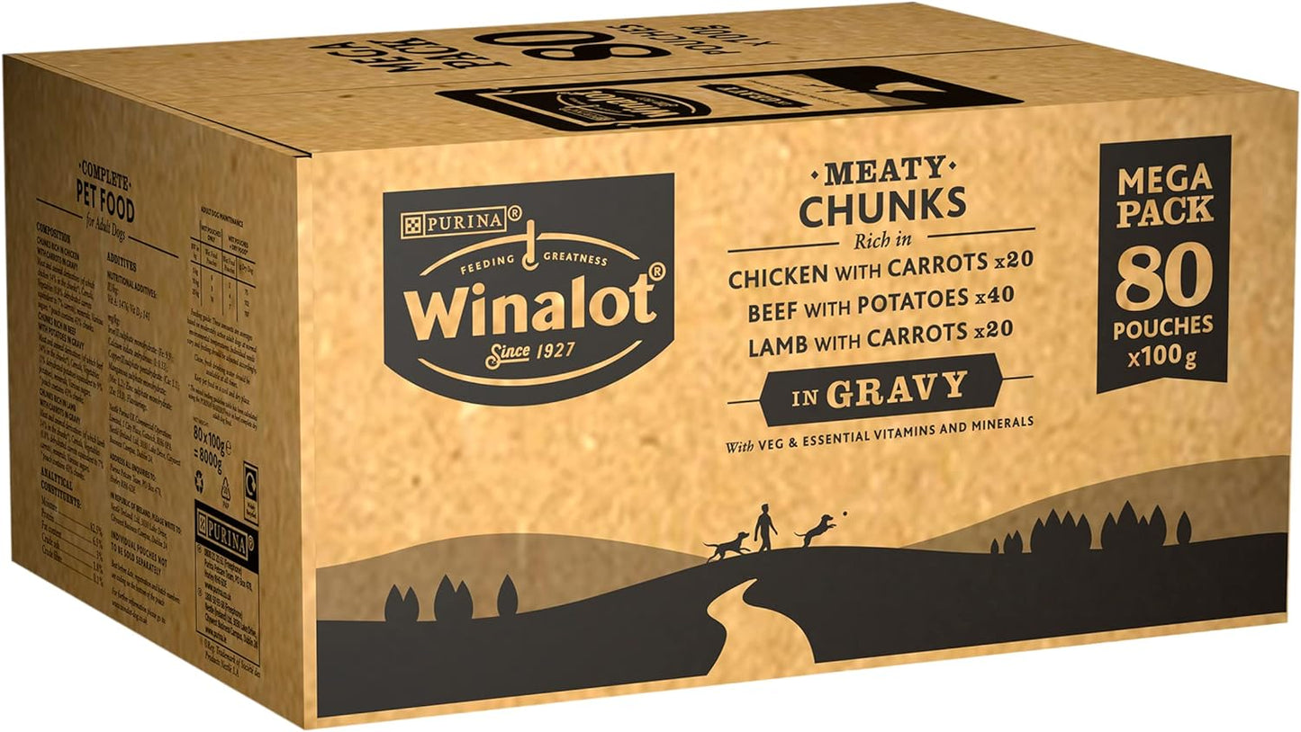 Winalot Perfect Portions Wet Dog Food Meaty Chunks in Gravy 80 x 100g