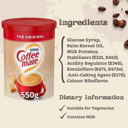 Nestle Coffee-Mate 550g (Resealable plastic lid, doesn't require refrigeration)