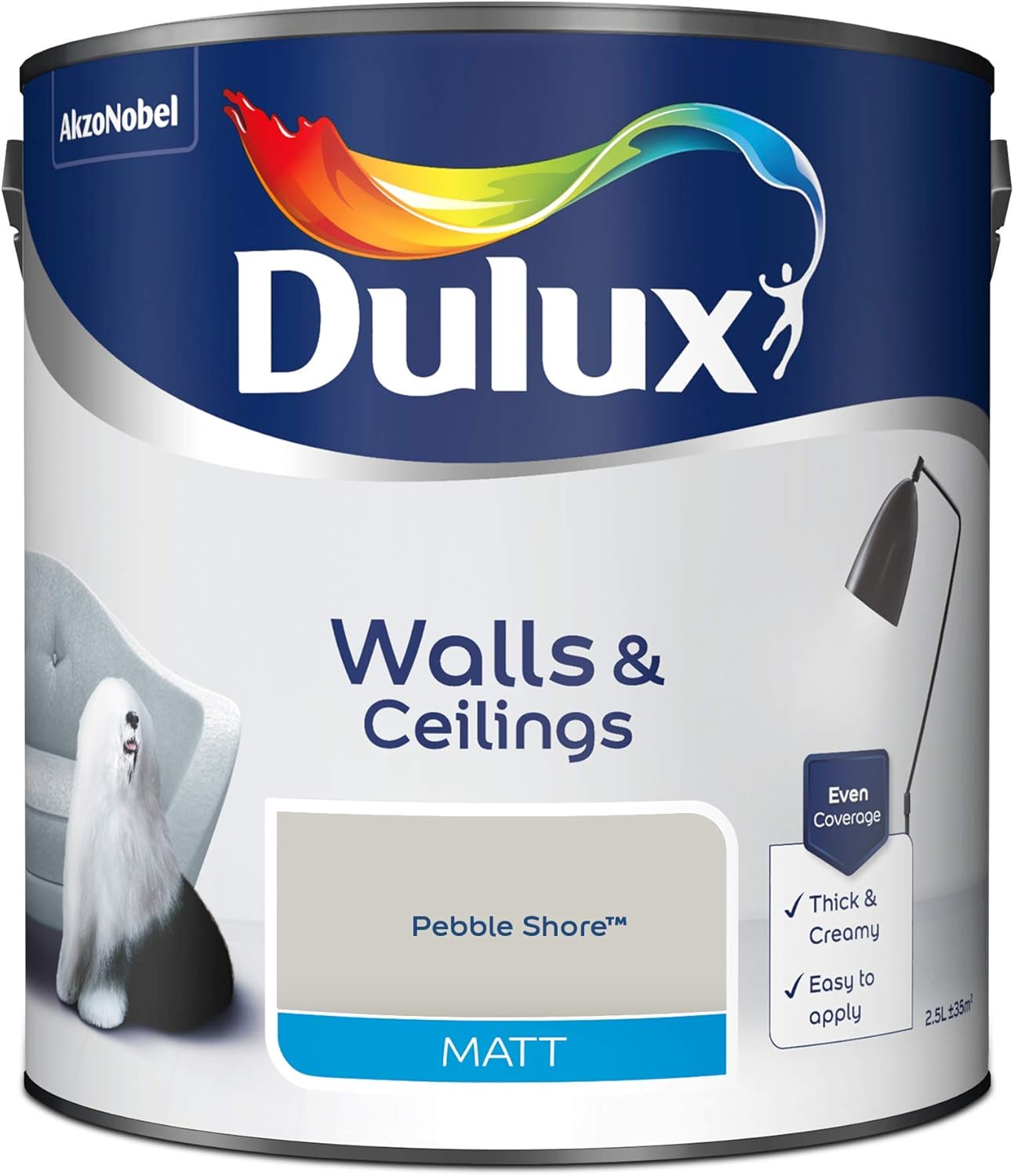 Dulux Matt Emulsion Paint For Walls And Ceilings - Pebble Shore 2.5 Litres
