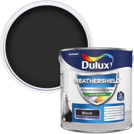 Dulux Weather Shield Quick Dry Satin Paint |  1 x 2.5 L | Black