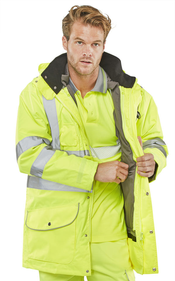 Beeswift Elsener 7 in 1 High Visibility Yellow Jacket - UK BUSINESS SUPPLIES
