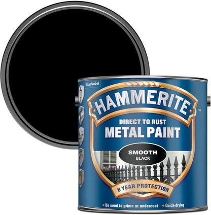 Hammerite Direct To Rust Metal Paint - Smooth Black Finish 2.5L
