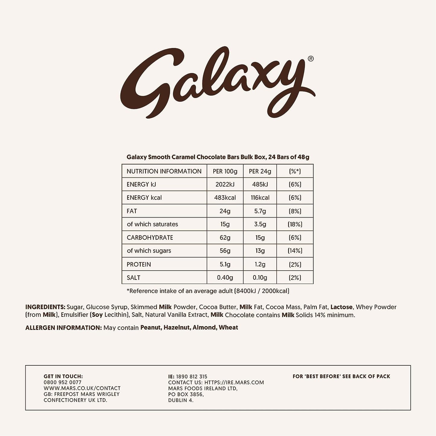 Galaxy Smooth Caramel & Milk Chocolate Bar 24x48g