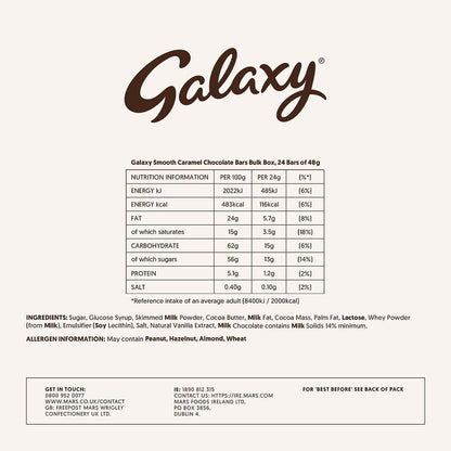 Galaxy Smooth Caramel & Milk Chocolate Bar 24x48g
