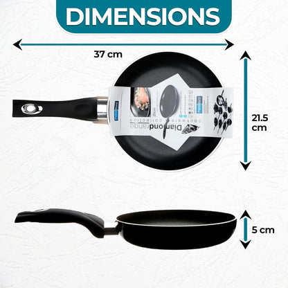 Diamond 20cm Black Non-Stick Frying Pan with Soft-Touch Handle