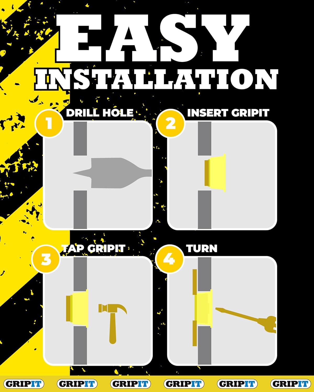 Gripit Yellow Plasterboard Fixings | Pack of 4 | Heavy Duty Plasterboard Fixings | Holds Up to 7