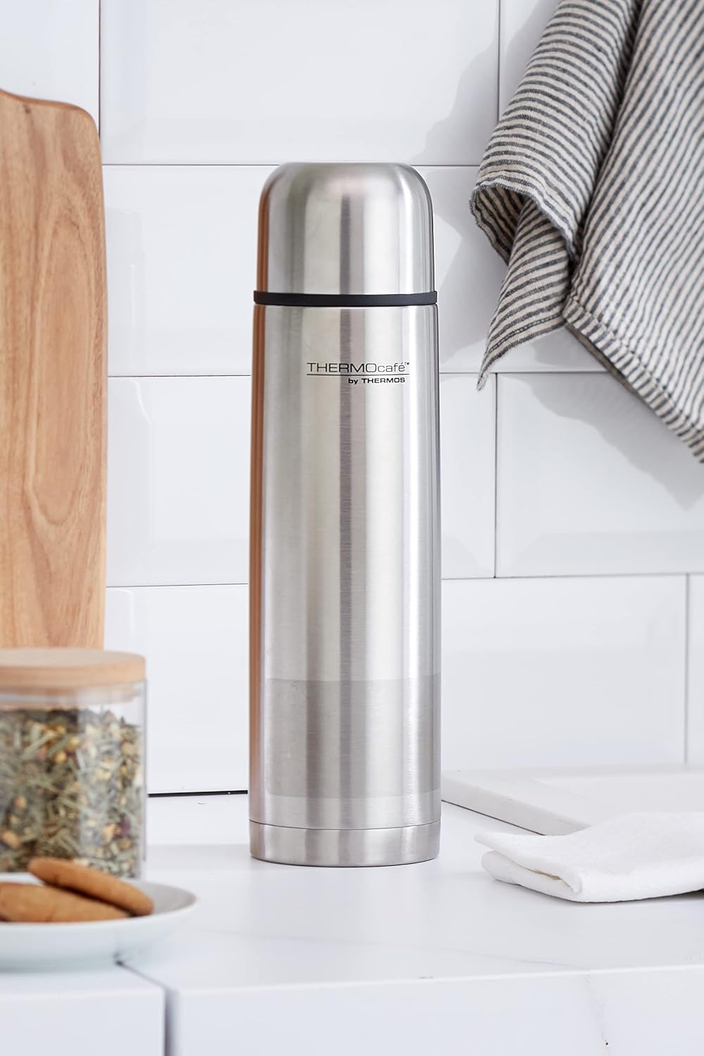 Thermocafè By Thermos Stainless Steel Flask,Silver & Black, 1.0 Litre