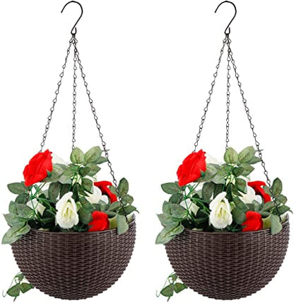 Fixtures Brown Rattan Effect Hanging Basket LARGE 25cm x 16cm