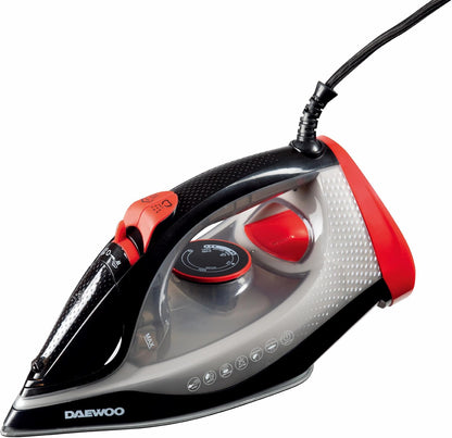 Daewoo Ultra-Glide Steam Iron | 2600w | High Steam Burst Function | Red & Black