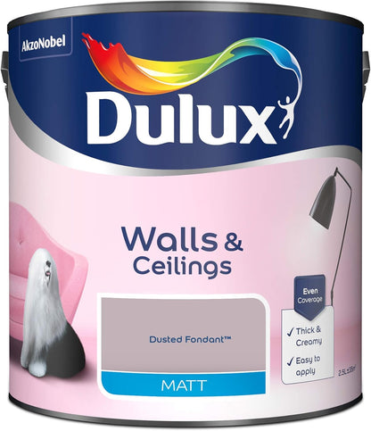 Dulux Matt Emulsion Paint For Walls And Ceilings - Dusted Fondant 2. 5 Litres