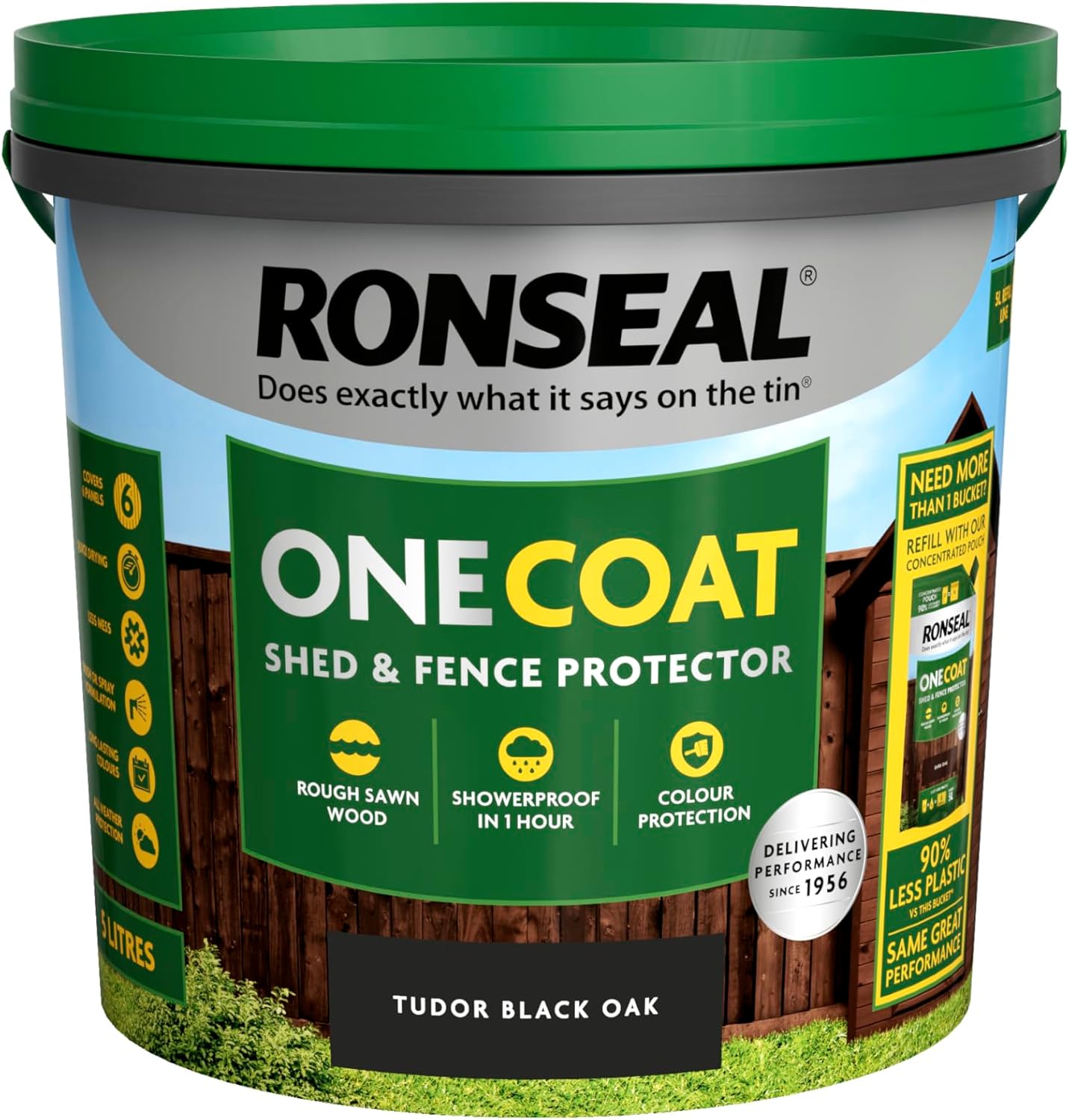 Ronseal One Coat Shed and Fence Protector Black Oak 5 litres