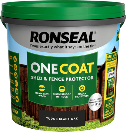 Ronseal One Coat Shed and Fence Protector Black Oak 5 litres